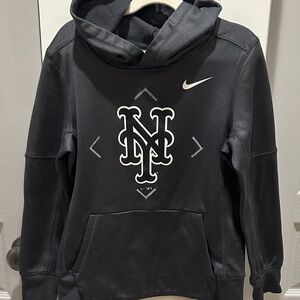 LIKE NEW!  Nike Kids MLB NY Mets fleece lined performance Hoodie with White Logo